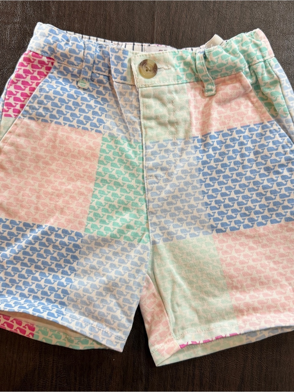 Vineyard Vines Pastel Patchwork Shorts - Mint, Baby Blue & Pink Sz 3T